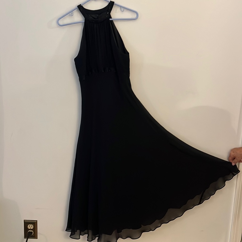 Long formal black dress, very flattering